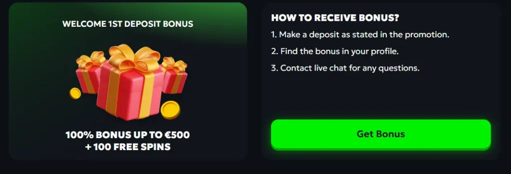 Up to €500 cash prize on the 1st deposit at Spin Mills Casino